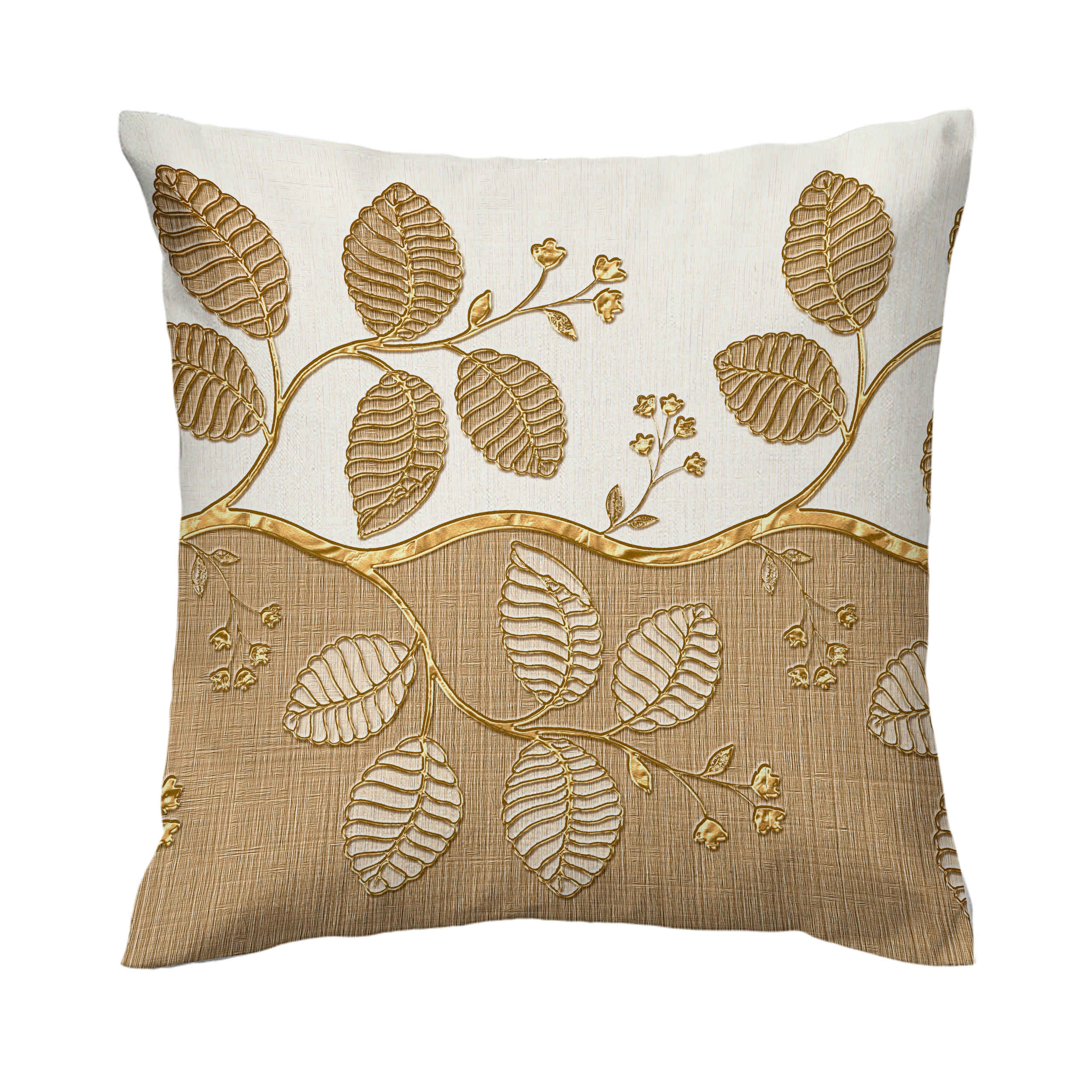 Samt Kissenbezug - Gedruckte goldene Blätter Design (Set von 2)