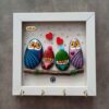 Dekorativer & handgefertigter Wand-Schlüsselhalter mit Eulenfamilien-Design und Steinkunst