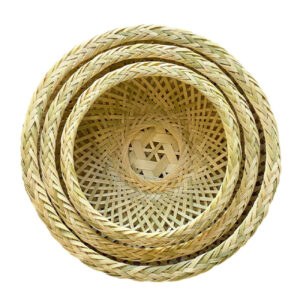 Korb aus Weiden- und Bambusgeflecht, handgewebt Modell Circle, Set aus 3