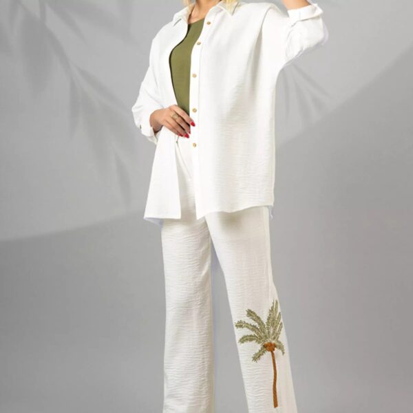 Damen-Manto & Hosen-Set mit besticktem Design