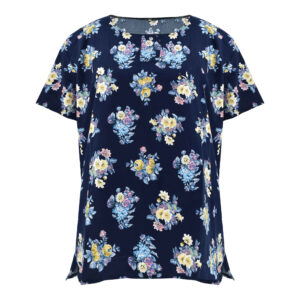 Damen Kurzarm Baumwollhemd mit Blumenmuster