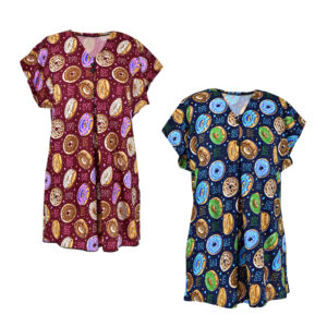 Damen Kurzarm Hemd mit Donut-Muster im 2er-Set