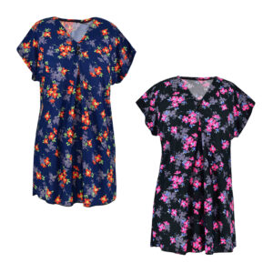 Damen Kurzarm Hemd mit Blumenmuster im 2er-Set