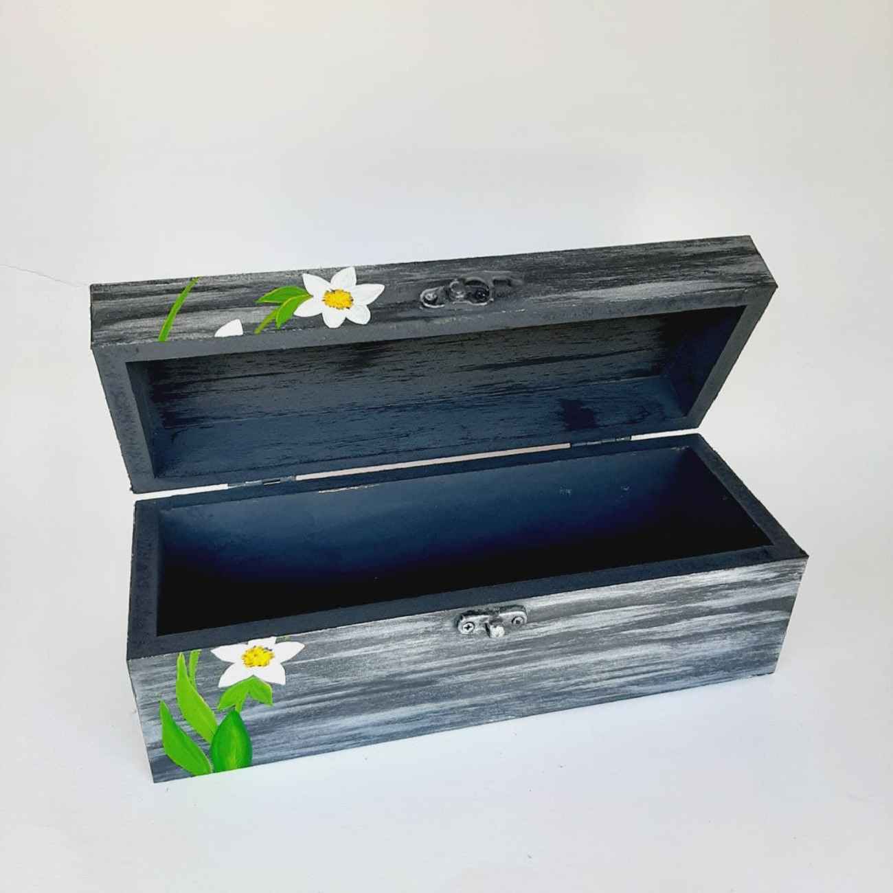 Holz-Geschenkbox handgefertigt Artisanal Geschenkbehälter im Blumenmuster