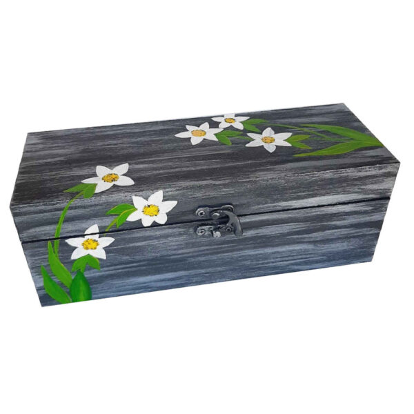 Holz-Geschenkbox handgefertigt Artisanal Geschenkbehälter im Blumenmuster