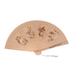 Faltbarer und tragbarer Handfächer aus Holz Japanisches Modell Creme