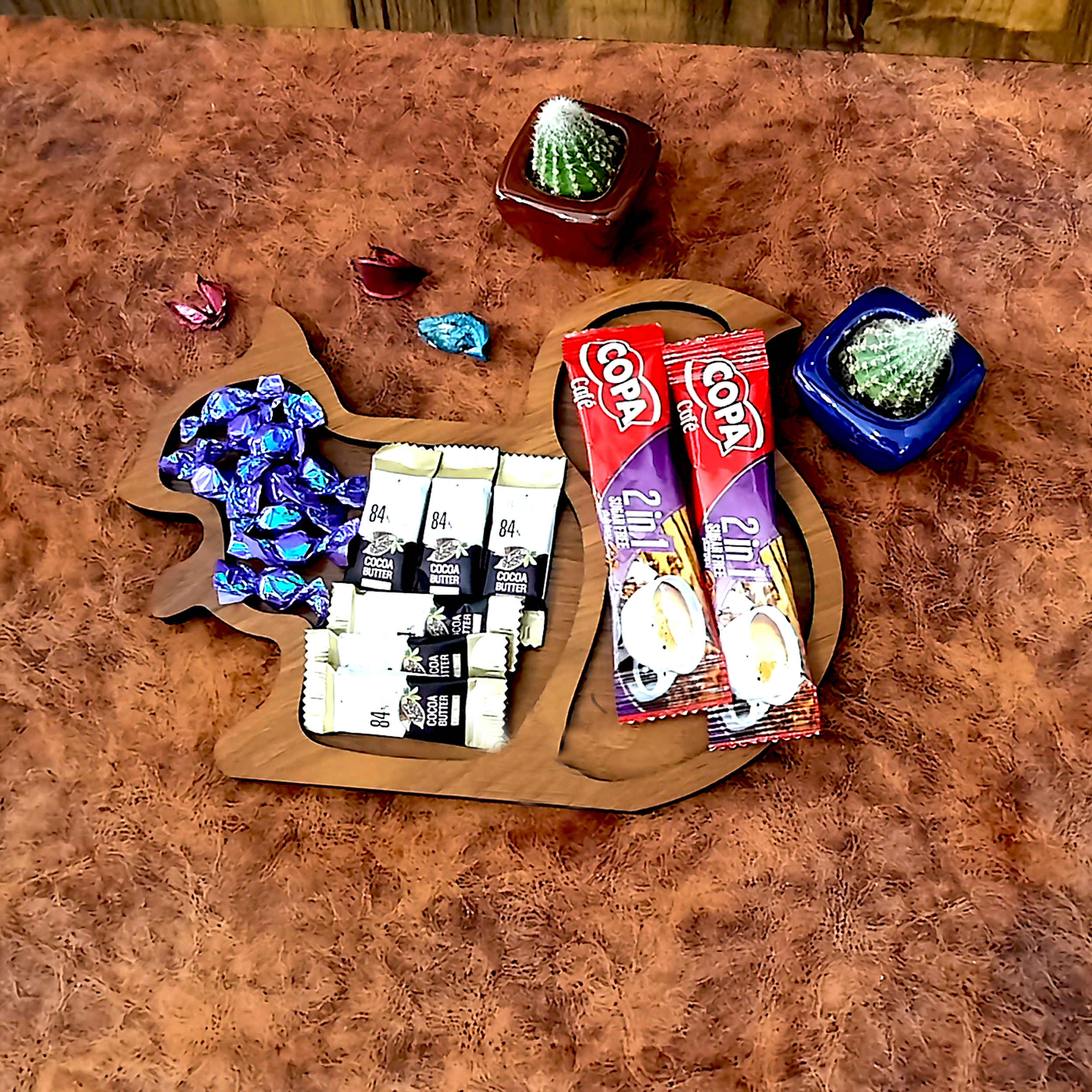 Eichhörnchenförmiges MDF-Holztablett (Set aus 2) – Spaßig & Funktional