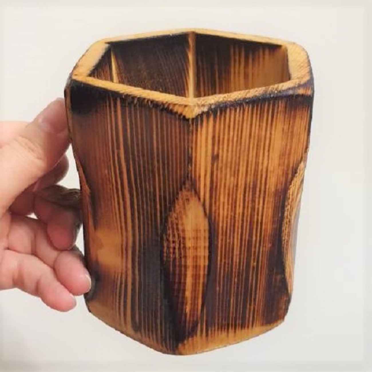 Handgefertigter Holz-Make-up Becher Pinsel Halter aus natürlichem Holz
