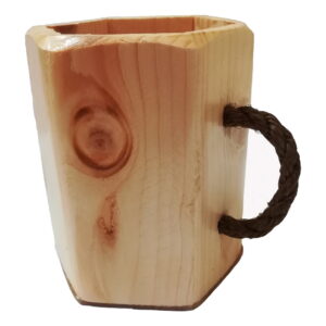 Handgefertigter Holz-Make-up Becher Pinsel Halter mit Seilgriff und Eleganz