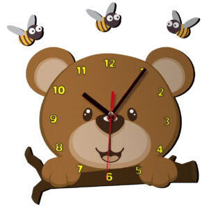 Holzwanduhr für Kinderzimmer mit Care Bear Design