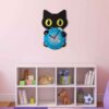 Holzwanduhr für Kinderzimmer mit niedlichem schwarzen Katzen-Design