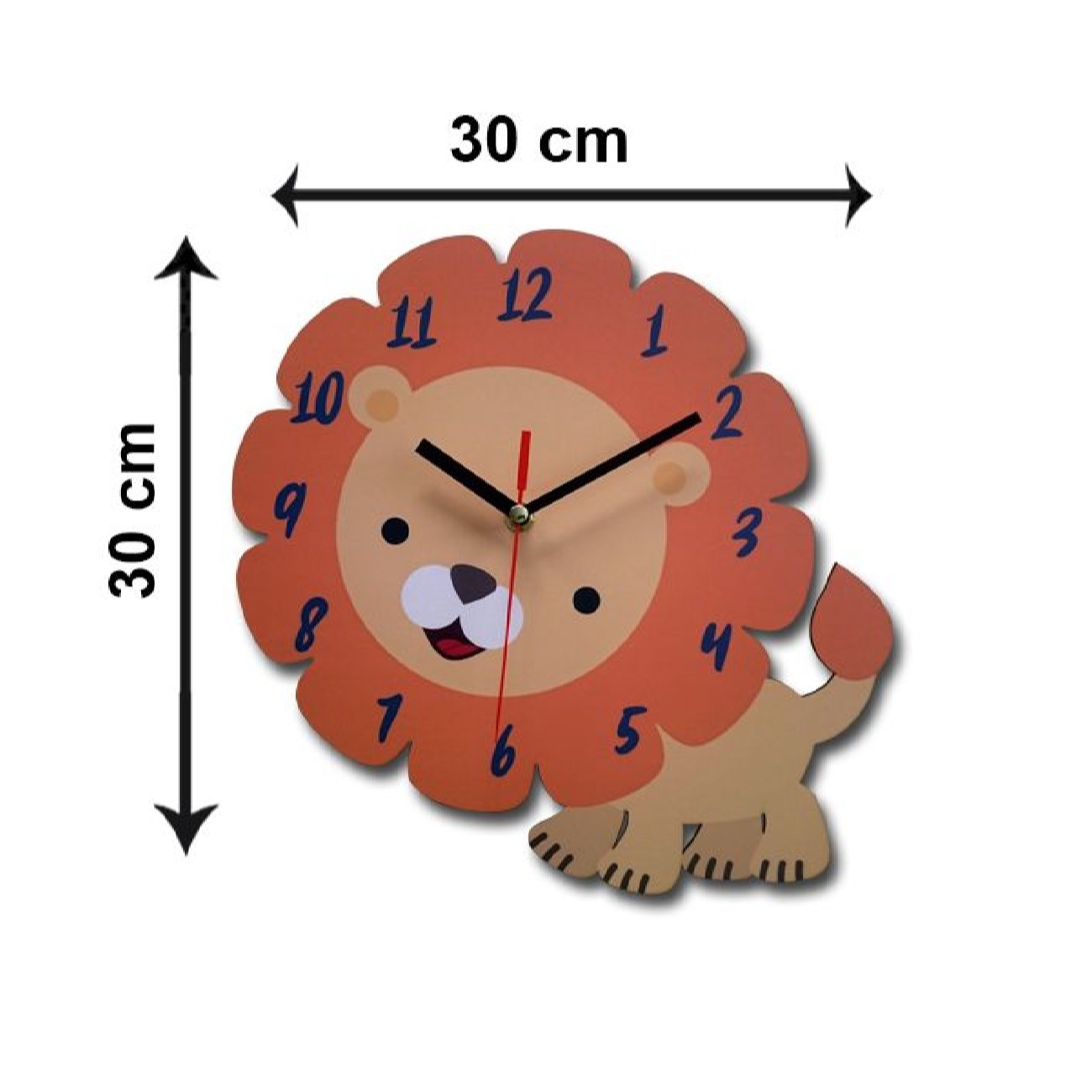 Holzwanduhr für Kinderzimmer mit niedlichem Löwen-Design
