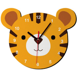 Holzwanduhr für Kinderzimmer mit niedlichem Tiger-Design