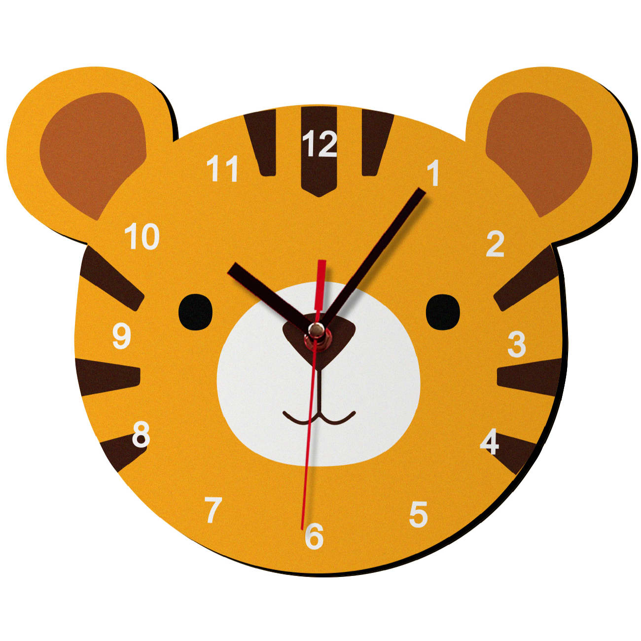 Holzwanduhr für Kinderzimmer mit niedlichem Tiger-Design