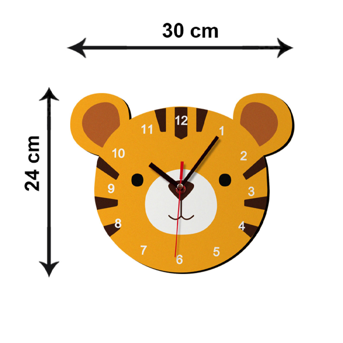 Holzwanduhr für Kinderzimmer mit niedlichem Tiger-Design