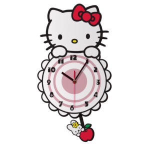 Holzwanduhr für Kinderzimmer mit Hello Kitty Design