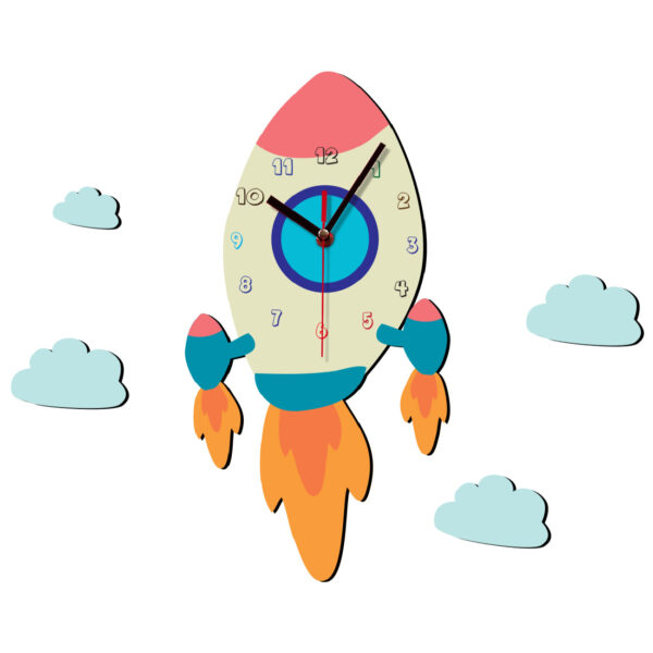 Holzwanduhr für Kinderzimmer mit Jet-Design