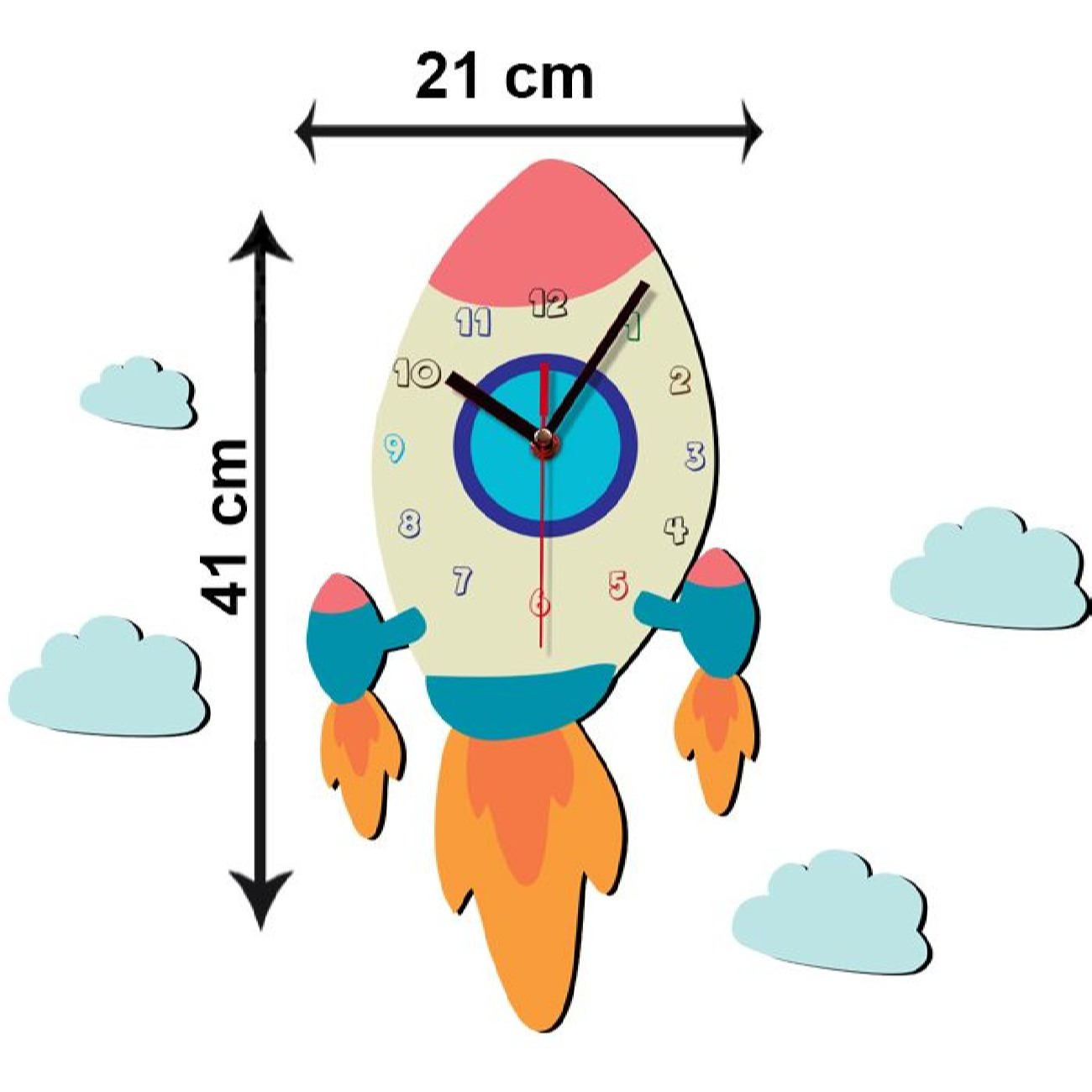 Holzwanduhr für Kinderzimmer mit Jet-Design