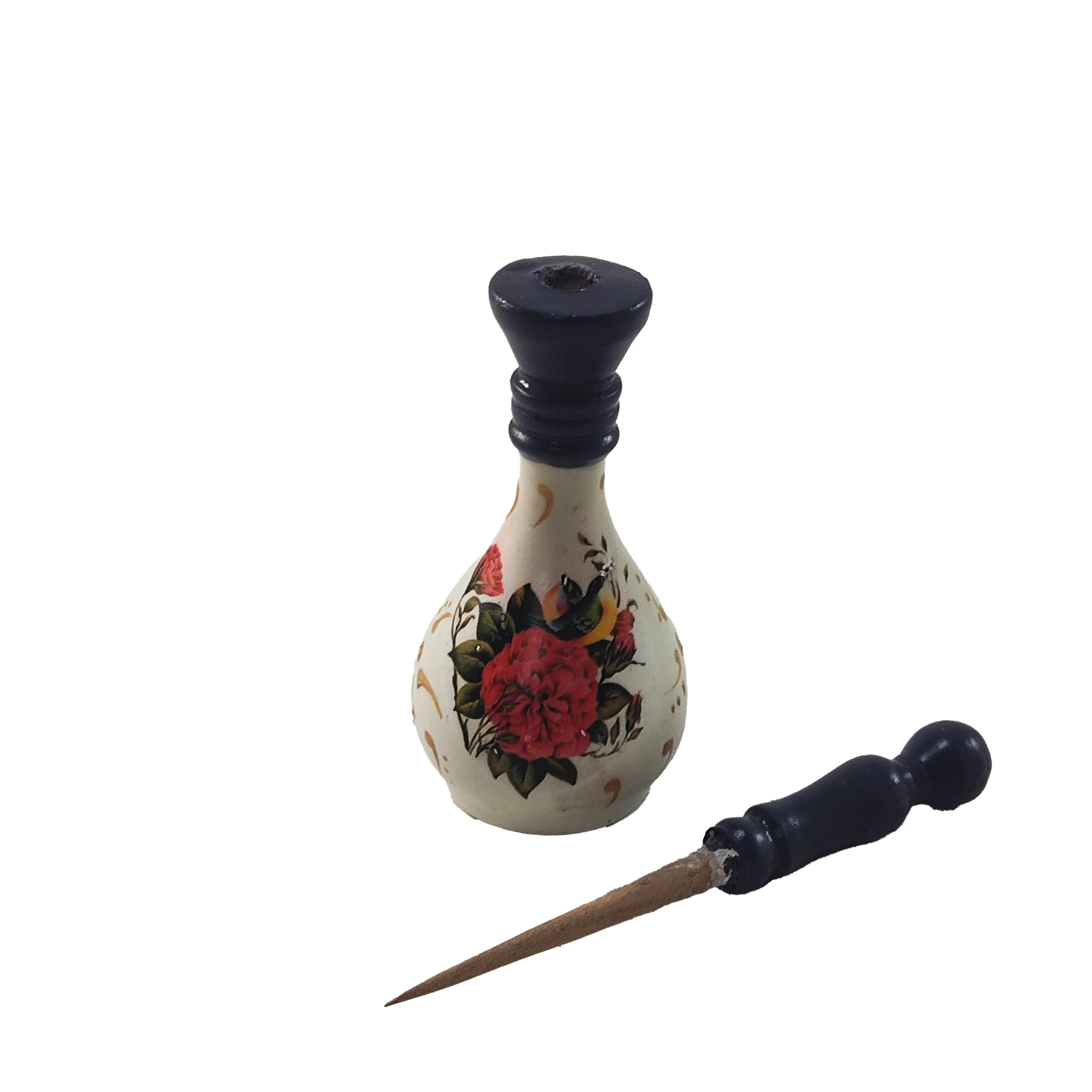 Holzener Persischer Surma Dani Handgefertigt zur Aufbewahrung von Kohl (x2)