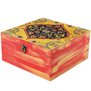 Holz-Teebeutel-Organizer-Box mit persischem Kachel-Design