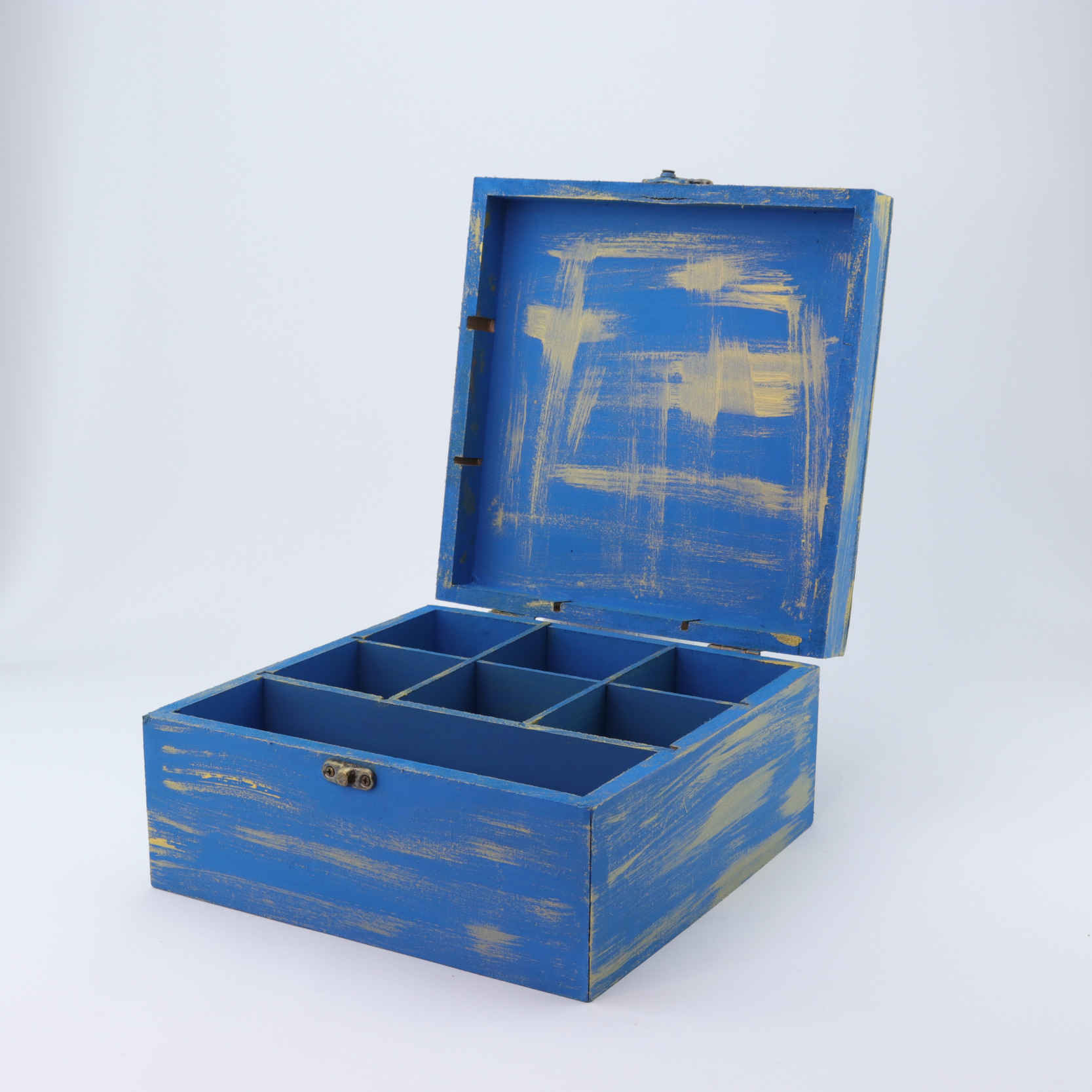 Holz-Teebeutel-Aufbewahrungsbox mit Weltkartenmotiv