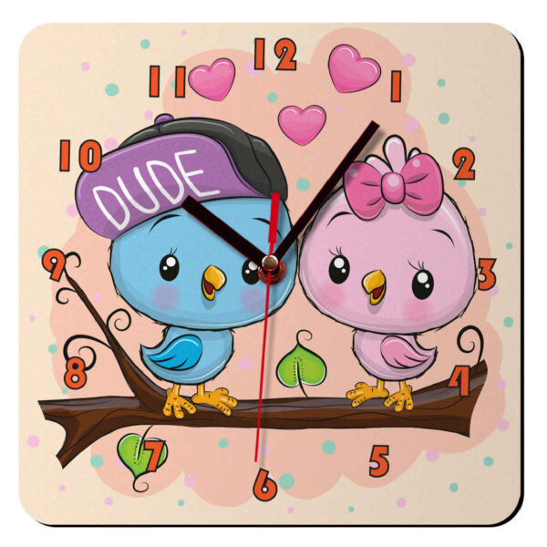 Holzwanduhr für das Kinderzimmer Modell Baby-Eulen