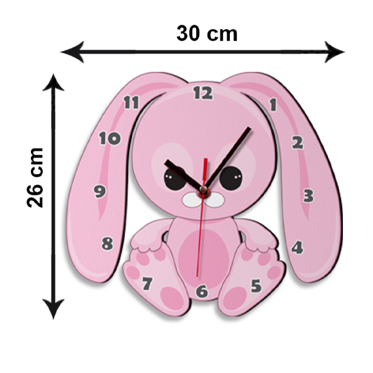 Holzwanduhr für das Kinderzimmer Modell Kaninchen