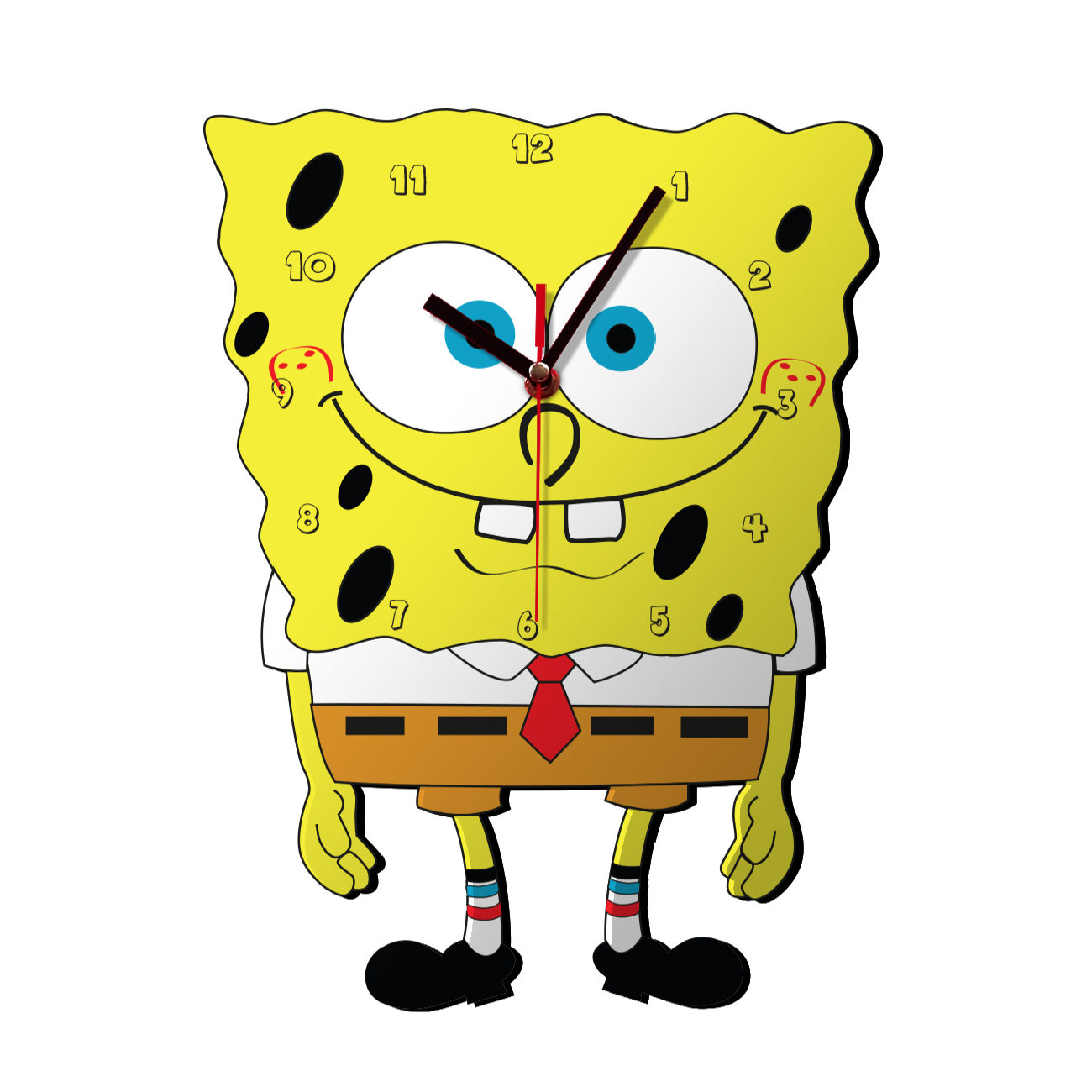 Holzwanduhr für das Kinderzimmer Modell SpongeBob