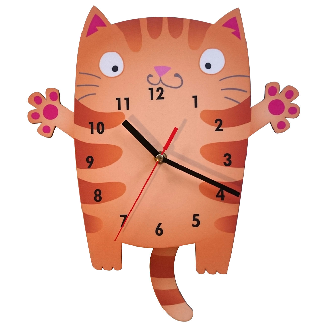 Holzwanduhr für das Kinderzimmer mit Katzen-Design