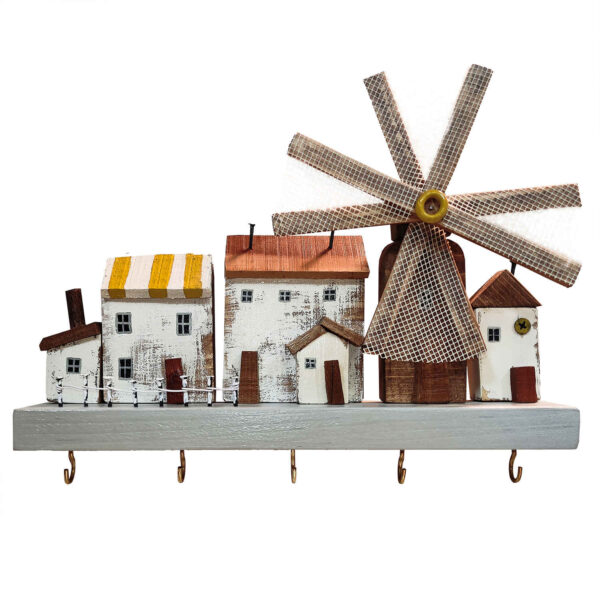 Holz-Wand-Schlüsselhalter mit Hütten-Design