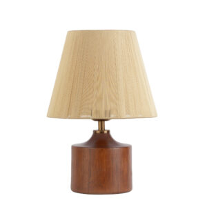 Akzent Holz-Tischlampe mit Stoff-Lampenschirm Adib