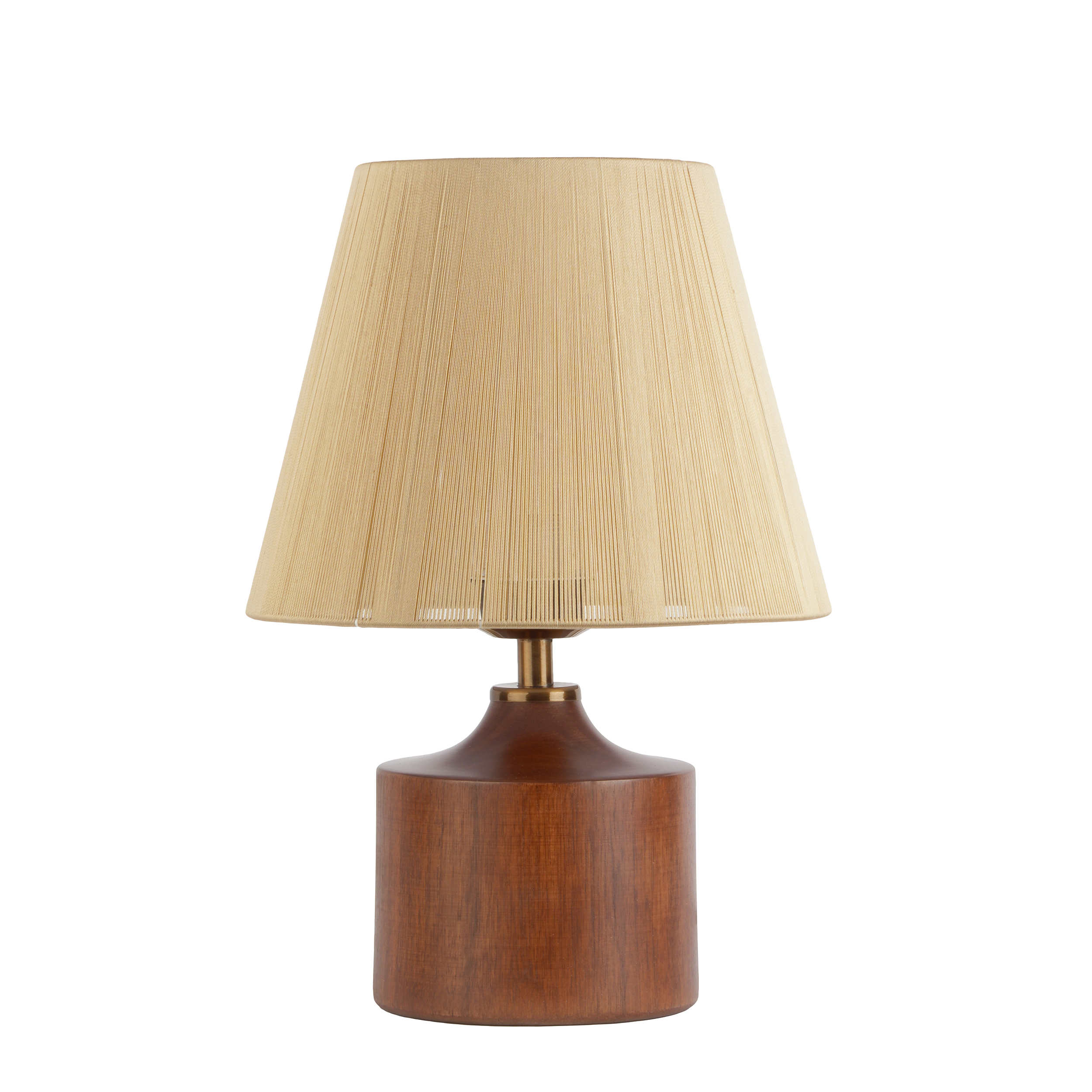 Akzent Holz-Tischlampe mit Stoff-Lampenschirm Adib