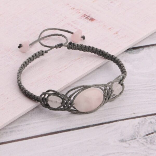 Bohemian Besticktes Makramee-Armband für Damen Modell Rosenquarz