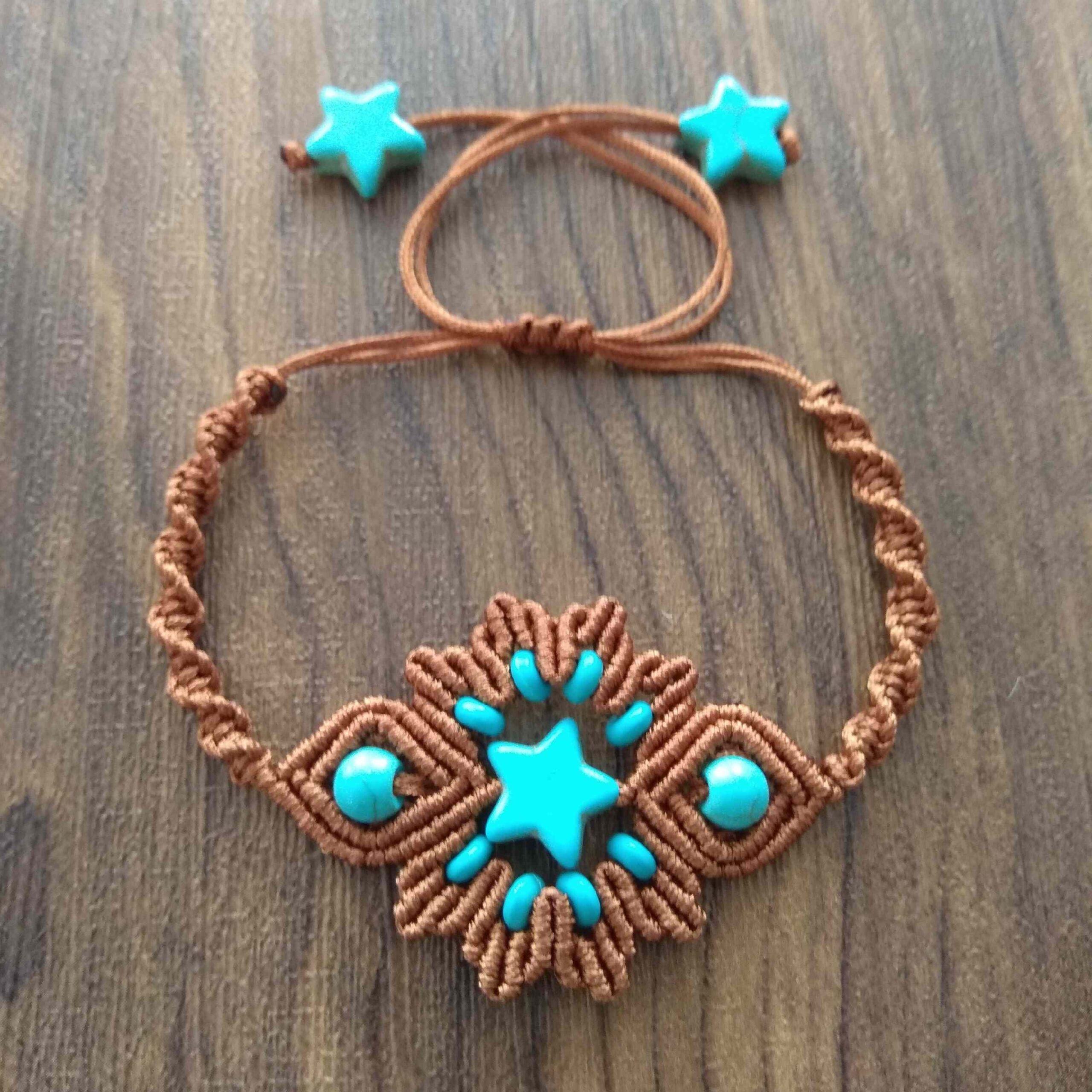 Bohemian Besticktes Makramee-Armband für Damen Modell Stern