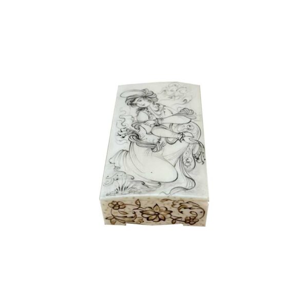 Handgefertigte Knochen-Schmuckbox mit persisch inspiriertem Shahrzad-Muster