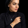 Messing-Schmuckset mit vierblättrigem Kleeblatt - Halskette, Armband und Ohrstecker Set für Damen