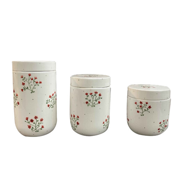 Keramikdose mit Blumendesign, 3er-Set