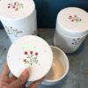Keramikdose mit Blumendesign, 3er-Set