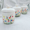 Keramikdose mit handgemaltem Blumendesign, 3er-Set