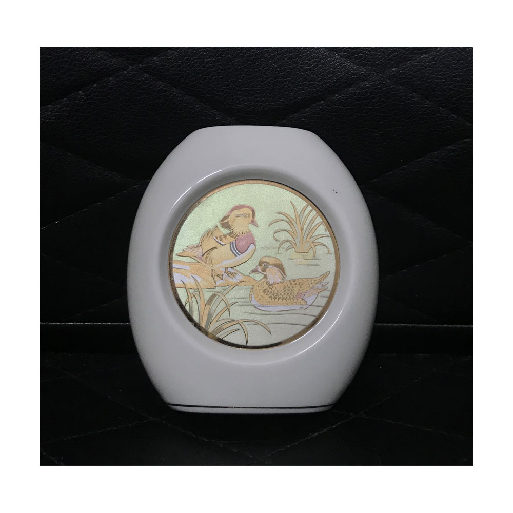 Keramischer Make-up Pinsel Halter im Design „Vögel & Sumpf“