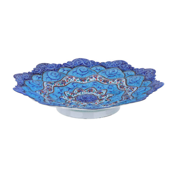 Dekorativer Kupferteller mit persischer Minakari bemalter Emaillearbeit für Tischdekoration