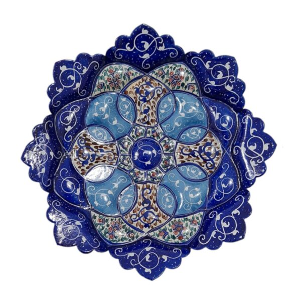 Dekorativer Kupferteller in persischer Minakari Emaille für Wand- & Tischdekoration