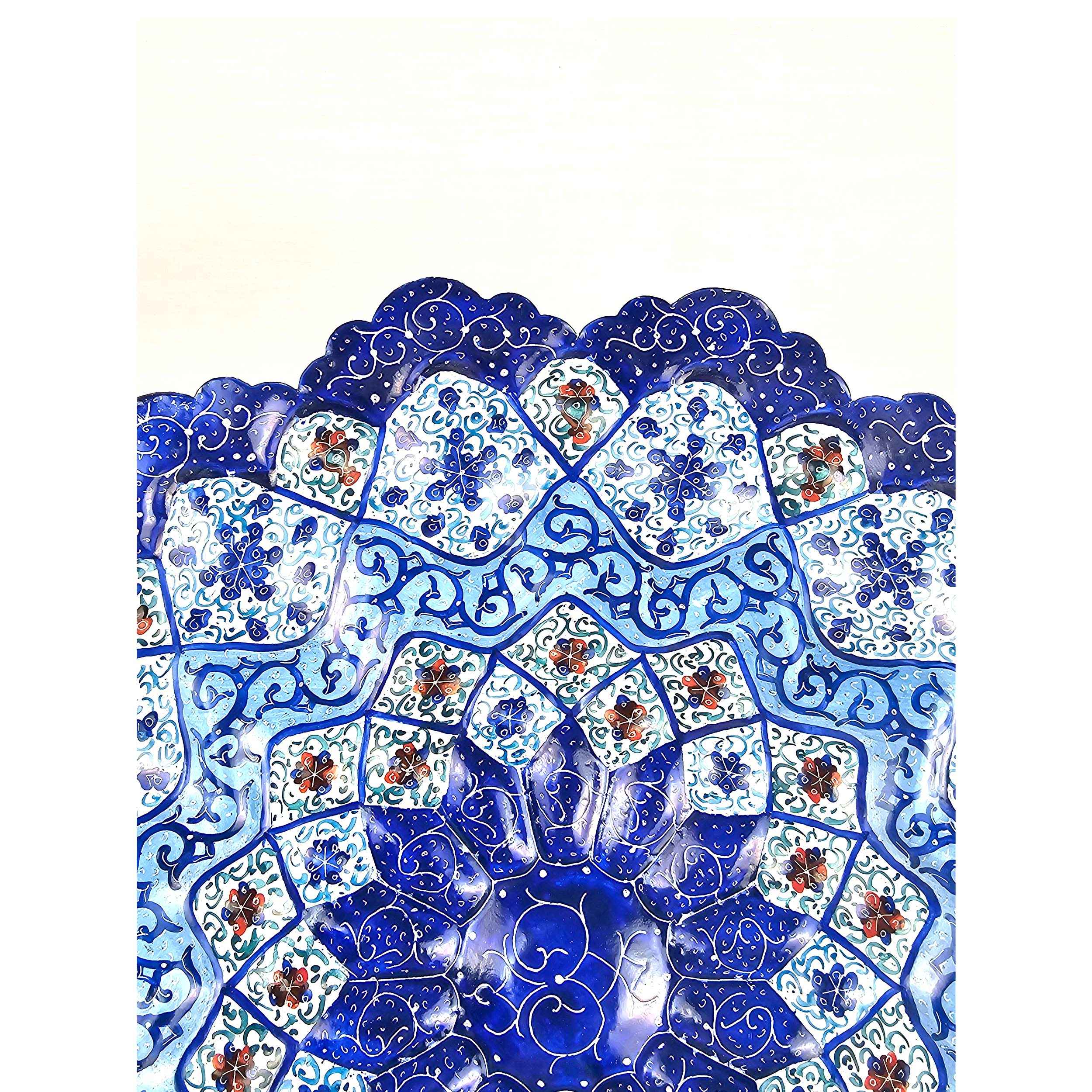 Dekorativer Kupferteller mit persischer Minakari bemalt mit Emaillearbeit für Wanddekoration