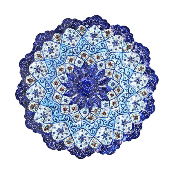 Dekorativer Kupferteller mit persischer Minakari bemalt mit Emaillearbeit für Wanddekoration