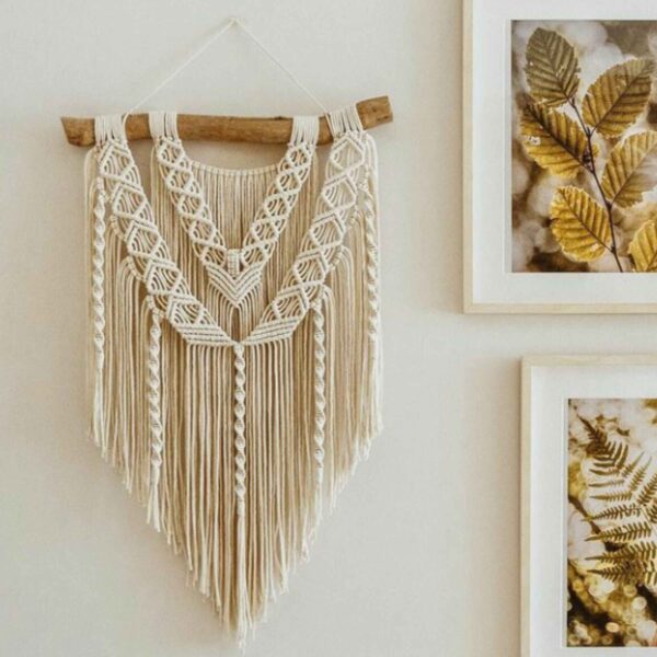 Dekorativer Makramee-Wandbehang Wandteppich Kunst Modell Geometrisch