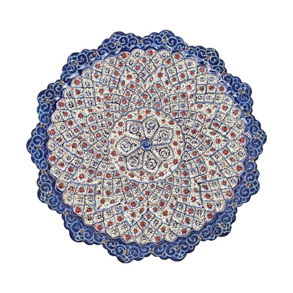 Dekorativer Minakari auf Kupferteller handgemalt mit Emaillearbeit