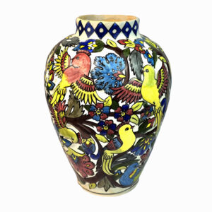 Dekorative Persische Keramikvase, handbemalt im Gol-o-Morgh-Design