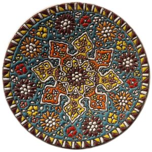 Dekorativer Keramikteller in persischer Minakari handgefertigte Wandkunst