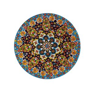 Dekorativer Keramikteller in persischer Minakari handgefertigte Wandkunst Blumen Paisley