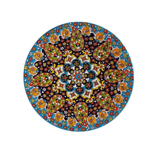 Dekorativer Keramikteller in persischer Minakari handgefertigte Wandkunst Blumen Paisley